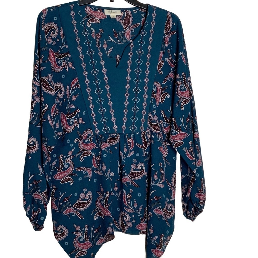 Style & Co long sleeve paisley blouse NWT. Size S